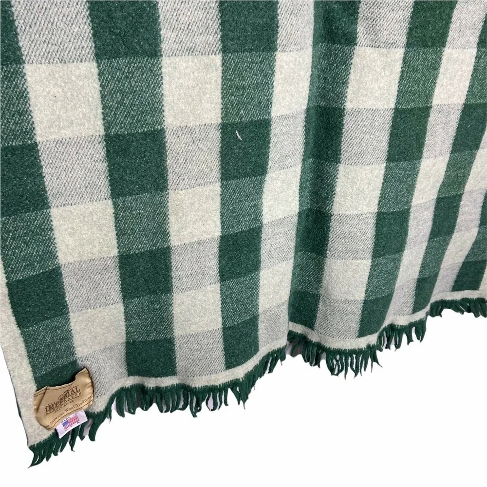 Milwaukee Bucks Wool Blanket Imperial Stock Ranch Green Plaid Leather Patch